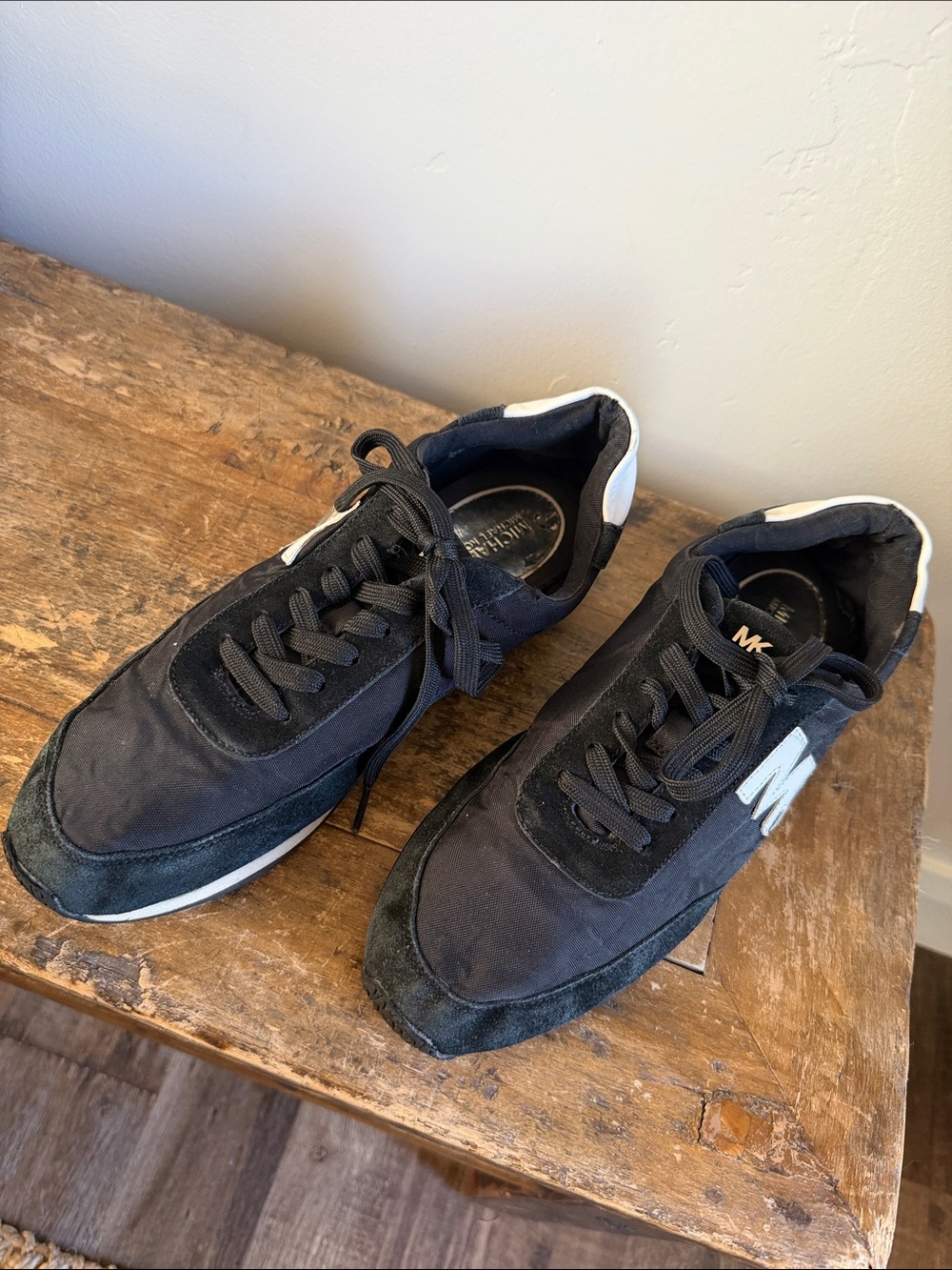 Michael Kors Signature Black Suede and Fabric Sneakers Size 9.5